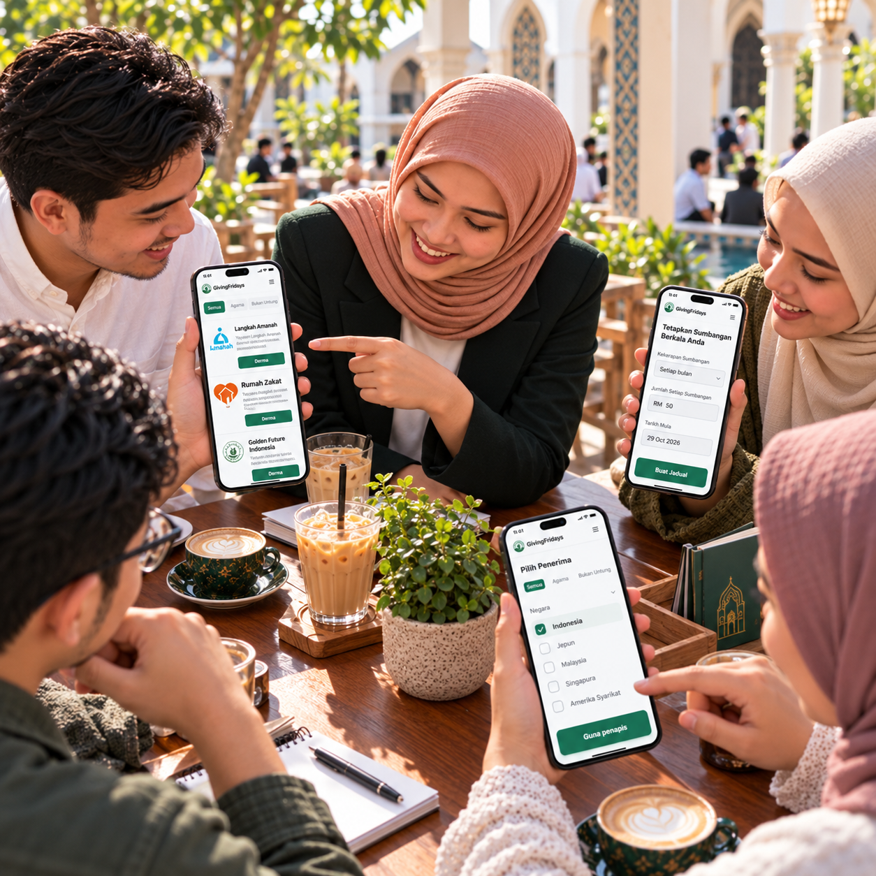 Berbagi kebiasaan memberi bersama orang-orang di sekitar