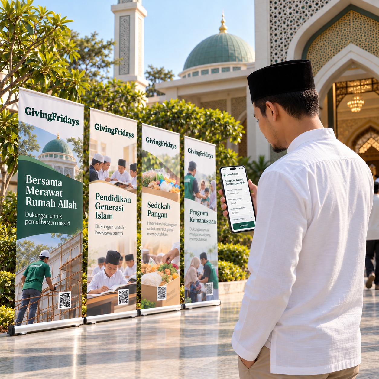 Donatur menggunakan GivingFridays untuk menjadwalkan donasi