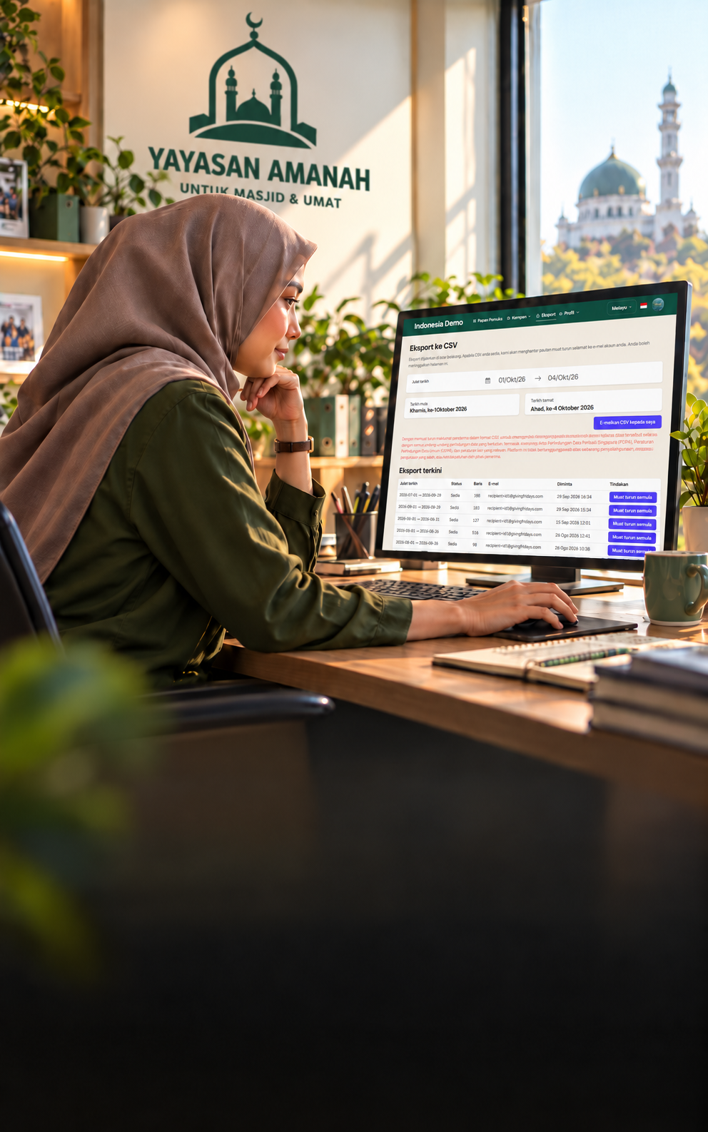 Tim organisasi melihat informasi donor